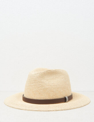 Peserico - Viscose raffia and cotton fedora hat - Quartz sand