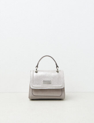 Peserico - Genuine leather bi-material mini bag - Lunar gray
