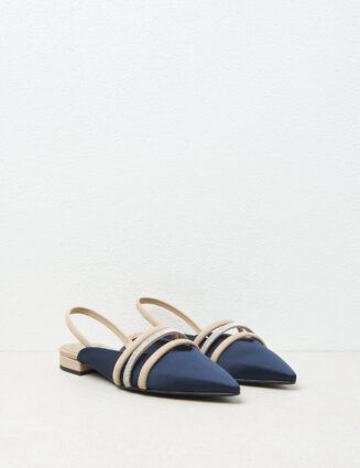 Peserico - Genuine leather flat slingbacks - Space blue