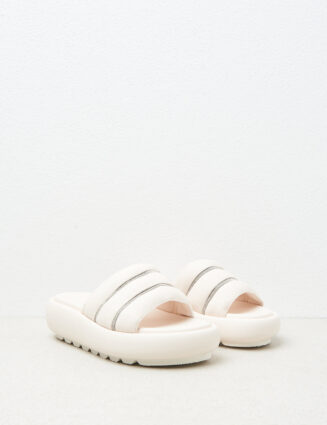 Peserico - Embossed chunky leather slippers - Quartz sand