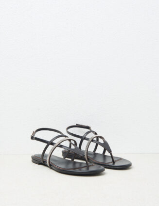 Peserico - Genuine leather flat sandals - Black