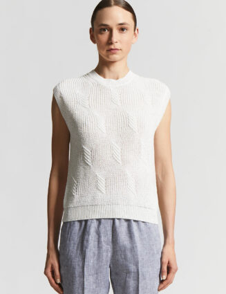 Peserico - Cotton cordonetto top with sequins - Cloud white