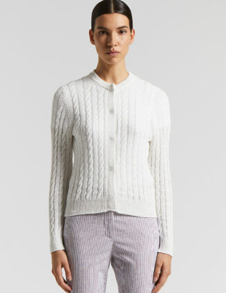 Peserico - Pure cotton cordonett cardigan with sequins - Cloud white