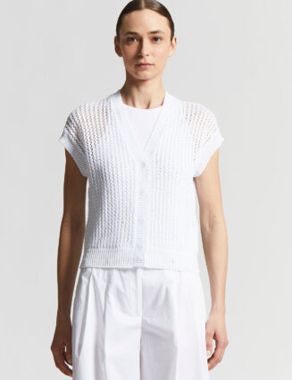 Peserico - Pure cotton cardigan with sequins - Pure White