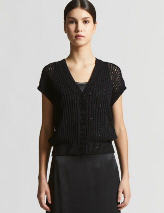 Peserico - Pure cotton cardigan with sequins - Black