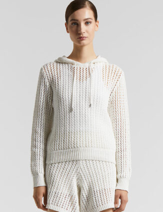 Peserico - Pure cotton cordonnet sweater with sequins - Cloud white