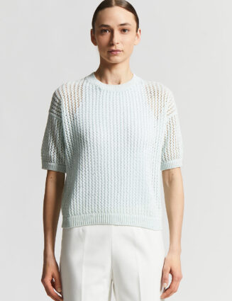 Peserico - Cotton cordonnet sweater with sequins - Watery green