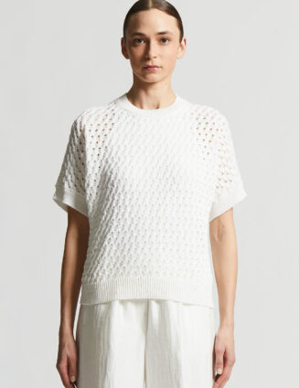 Peserico - Cotton cordonnet sweater with sequins - Cloud white