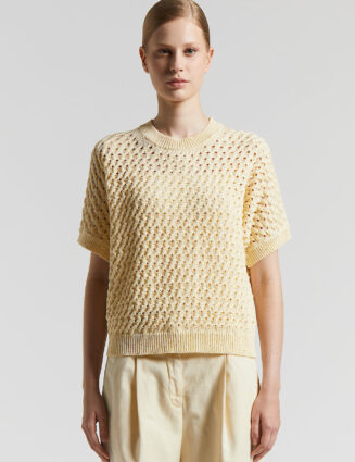 Peserico - Cotton cordonnet sweater with sequins - Sunshine yellow