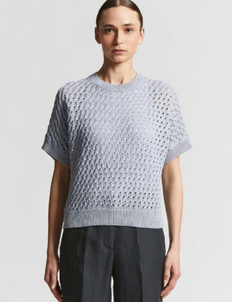 Peserico - Cotton cordonnet sweater with sequins - Sunrise blue