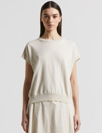 Peserico - Pure cotton crepe tricot sweater - Quartz sand