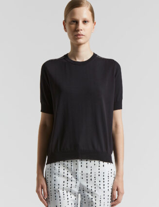 Peserico - Pure cotton crepe tricot sweater - Space blue