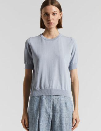 Peserico - Pure cotton crepe tricot sweater - Sunrise blue