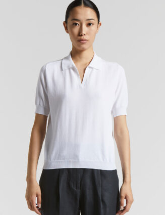 Peserico - Pure cotton crepe tricot polo shirt - Pure White