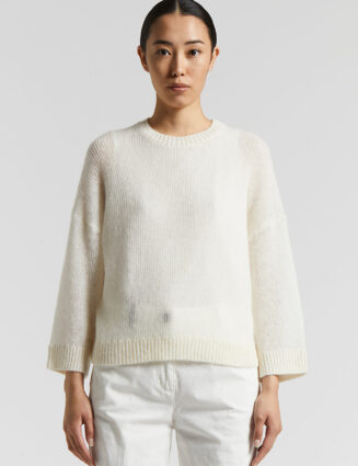 Peserico - Virgin wool and alpaca tricot sweater - Natural white