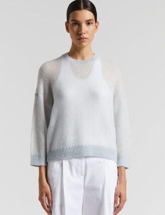 Peserico - Virgin wool and alpaca tricot sweater - Atmosphere blue
