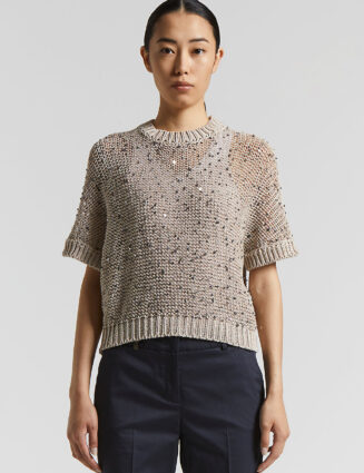 Peserico - Cotton webbing sweater with sequins - Alabaster