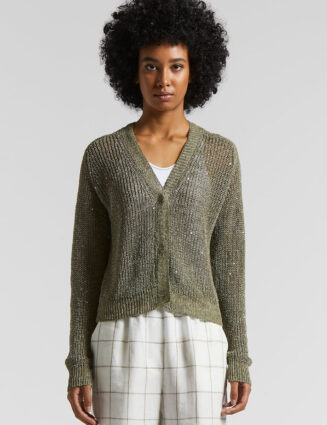 Peserico - Linen cardigan with sequins - Eucalyptus