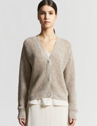 Peserico - Linen cardigan with sequins - Cappucino