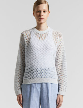 Peserico - Technical alpaca wool sweater with micro sequins - Atmosphere blue